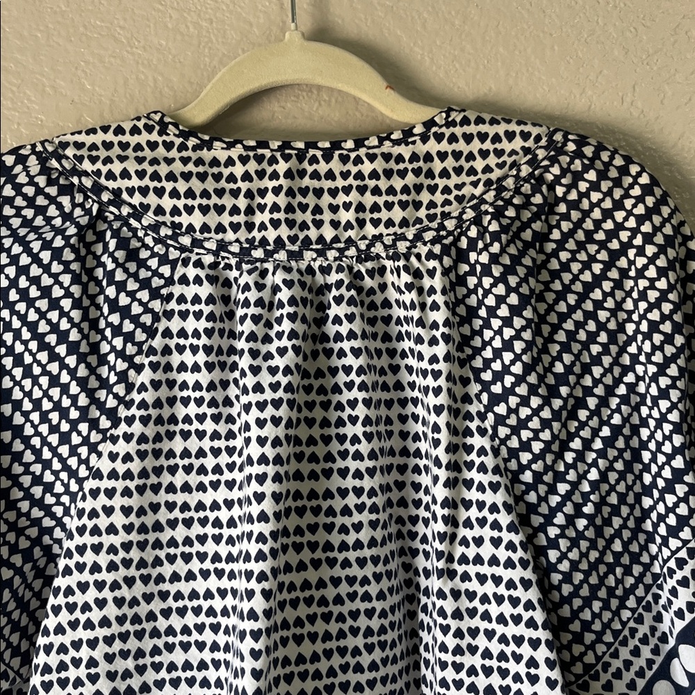 LOFT Black and White Patterned Puff-Sleeve Blouse - Picture 7 of 7